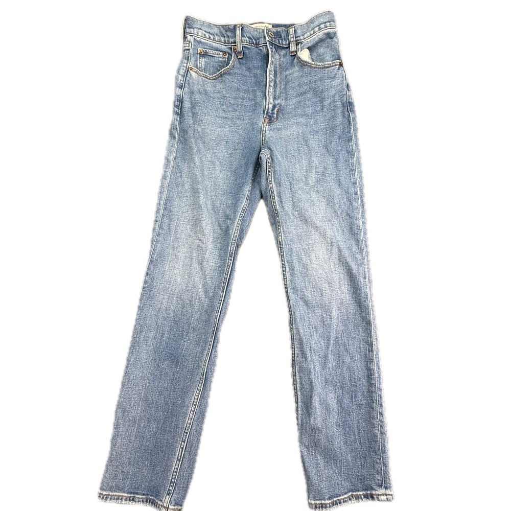 Abercrombie‎ & Fitch Ankle Straight Jeans Women 27/4L Blue Ultra High Rise